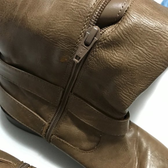 Kohl's Shoes Kohls Tan Zip Faux Leather Buckle Boots 8 Poshmark